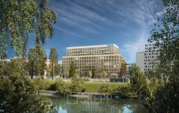 Bürogebäude in der Obere Donaustraße 23-29, 1020 Wien, mit moderner Architektur und gläserner Fassade. Ideal, um Bürofläche zu mieten und professionell zu arbeiten.