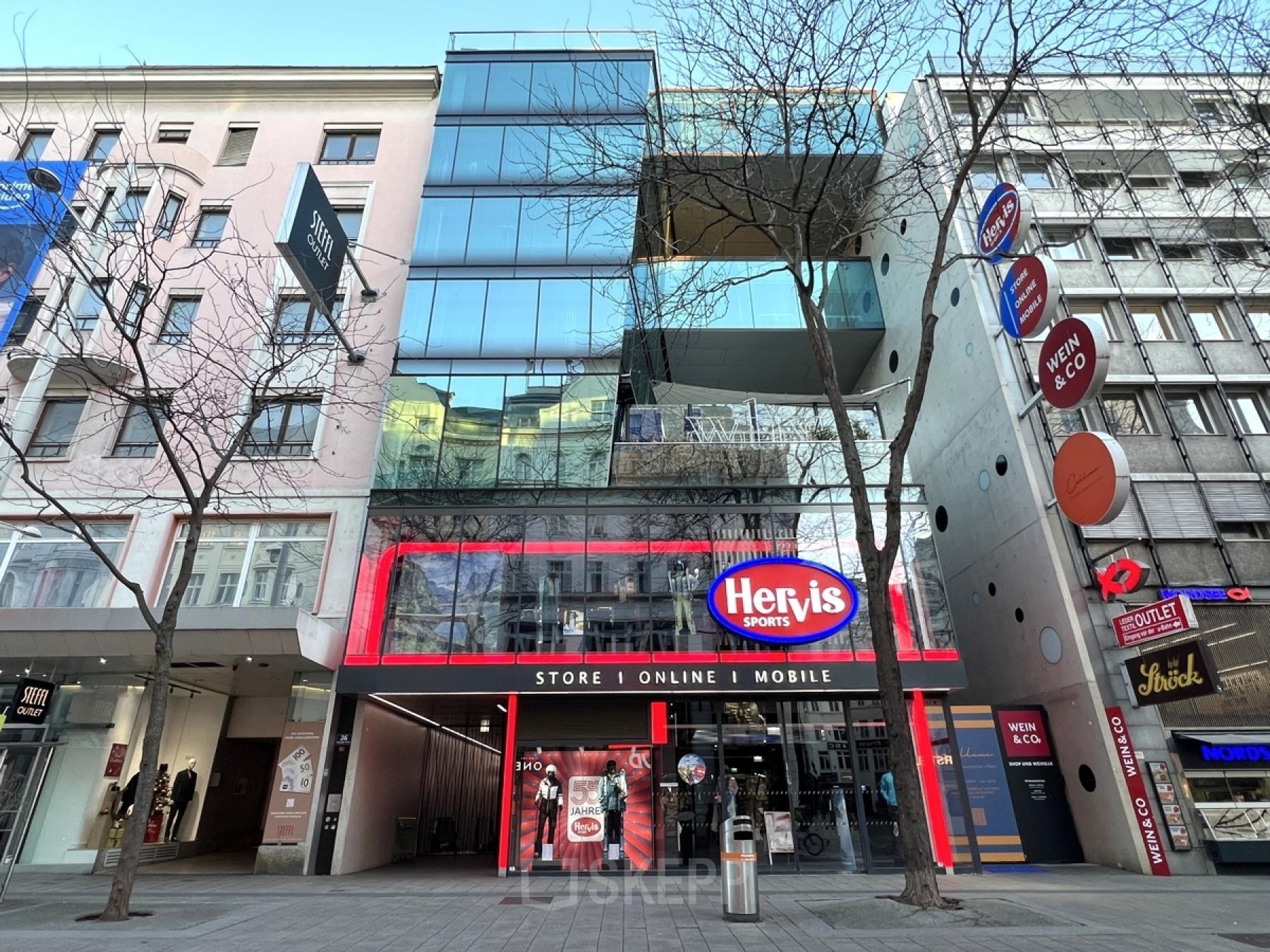 Moderne Bürogebäude an der Mariahilfer Straße 36, 1070 Wien, ideal, um Bürofläche zu mieten.