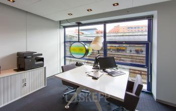Office space rental overlooking the train tracks at Piet Mondriaanplein 13-31, Amersfoort Centraal Station.