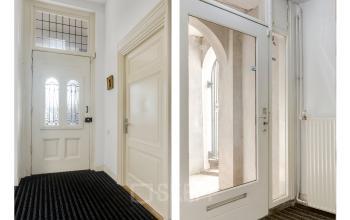 Entry area of the office space at Stadsring 248-250, Amersfoort Centrum, featuring a clean and well-lit entrance with classic white doors and a glass window, perfect for welcoming clients and visitors.