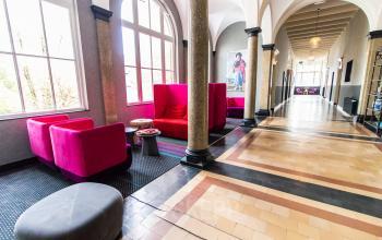 Sitting area's spread out through the building