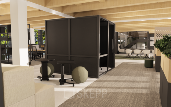 Stylish office space available for rent at Pieter Cornelisz. Hooftstraat 7 in Amsterdam Center, featuring modern furnishings and an open floorplan ideal for collaborative work.