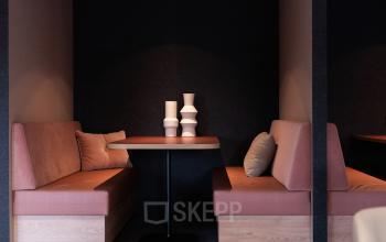 Cozy work booths at Overschiestraat 63, Amsterdam New-West, available for office space rental.