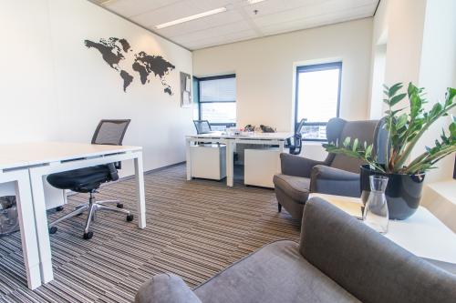 Spacious office at Radarweg 29 in Amsterdam Sloterdijk, featuring modern furnishings and multiple workstations suitable for office space rental.