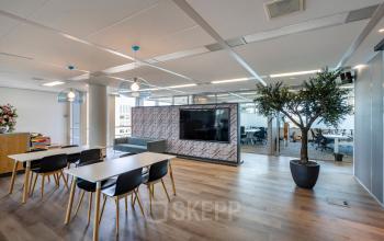 Modern office space rental in Amsterdam South East featuring sleek furniture, contemporary decor, and a stylish open floor plan. Ideal for collaboration and productivity at De Entree 230-266.