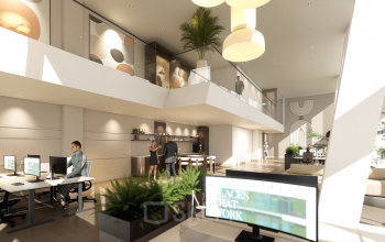 Modern office space at Claude Debussylaan 80-134 in Amsterdam Zuidas with furnished interiors featuring workstations, people collaborating, and natural light. Ideal for rent office space seekers.