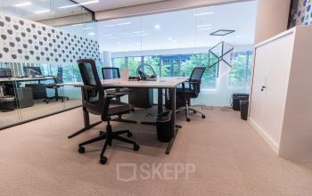 Bright office space with modern furnishings at Gustav Mahlerplein, Amsterdam Zuidas, available for rent. Ideal for professionals seeking office space rental in a convenient location.