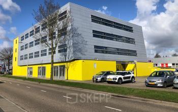 Modern, vibrant office space rental at Simon Stevinweg 27, showcasing the dynamic exterior in Arnhem Oost.
