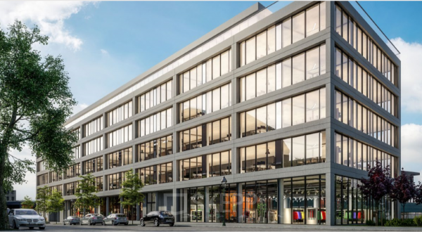 Hochmoderne Fassade des Business Centers in Berlin Mitte