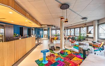 fully equipped office lounge in the business center in Berlin