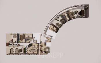 Detailed floor plan of a modern office space at De Maas 8, Best, showcasing various workspaces and meeting areas. Ideal for office space rental.