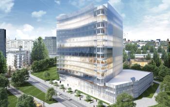 widok biurowca carbon tower fabryczna krakow