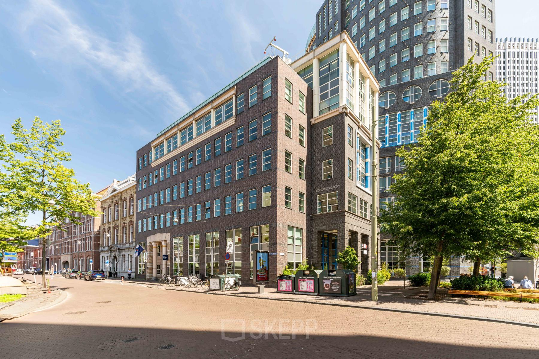 Exterior view of a modern office building located at Fluwelen Burgwal 58, The Hague Center, perfect for office space rental.