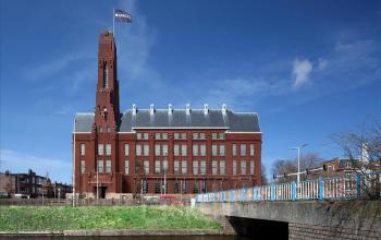 Exterior view of the office building at Zuid Hollandlaan 7, The Hague Haagse Hout, showcasing its historic architecture available for office space rental.