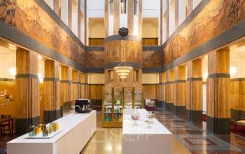 Interior of Zuid Hollandlaan 7 office building in The Hague Haagse Hout, featuring spacious and elegant design with modern furniture and an open floor plan.