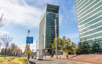 Exterior view of office buildings on Schenkkade 50, The Hague Haagse Hout, suitable for those seeking office space rental.