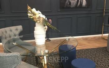 Stylish office space at Johan de Wittlaan 3-7, The Hague Statenkwartier, featuring elegant furnishings like a glass table and patterned chairs, perfect for rent office space needs.