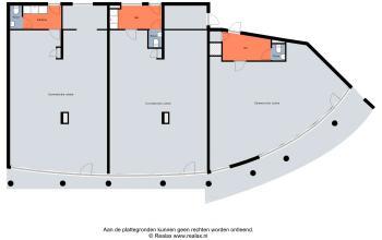 Blueprint of office to rent at Boddenkampsingel 95, Enschede, featuring multiple workspaces and conference rooms.