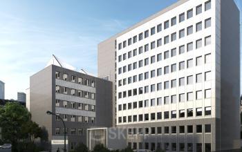 Außenansicht Bürogebäude mit moderner Fassade