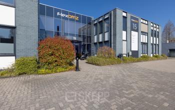 Exterior view of an office building at Techniekweg 15, Gorinchem, ideal for office space rental.
