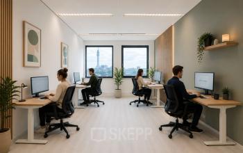 Bright office space in Haarlem Waarderpolder with people working at desks, suitable for rental.
