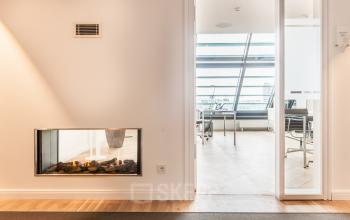 Creative fire place at the office building at Ballindamm in Hamburg