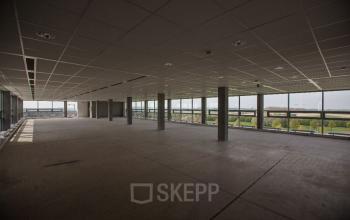 An office space with a lot of windows
