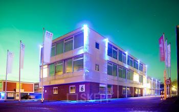 Exterior view of a modern office building located at Zeverijnstraat 6, Hilversum, available for office space rental.