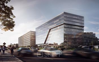 widok biurowca z zewnątrz tischnera krakow