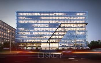 widok biurowca z zewnątrz tischnera krakow