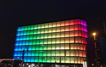 office building at night wadowicka 7 cracow