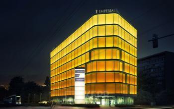 office building at night wadowicka cracow