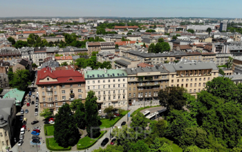 widok kamienicy z lotu ptaka