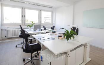 Helles Büro mit großem Schreibtisch und ergonomischen Möbeln am Kaiserring in Mannheim