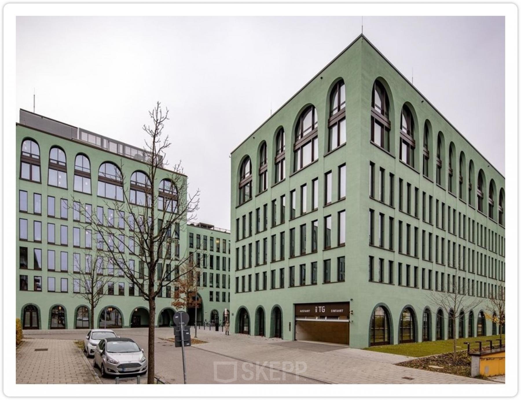 Exterior view of the office building at Christoph-Rapparini-Bogen 25, Munich Laim, Munich with rent office space options.