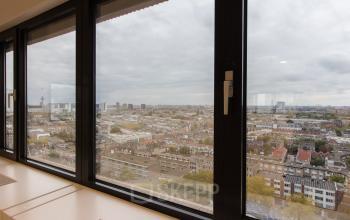 Panoramic view of Rotterdam from the window of an office located at Weena 750 in Rotterdam Central Station.