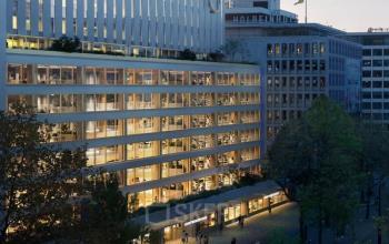 Exterior view of an office building at Coolsingel 75, Rotterdam Center, showcasing potential office space rental opportunities.