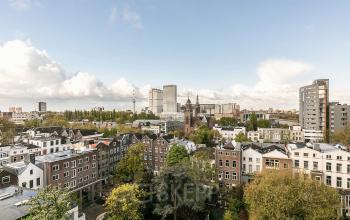Skyline view of Rotterdam Center from offices at Westblaak 180, showcasing potential for office space rental.