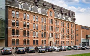 Exterior view of an office building at Lloydstraat 5, Rotterdam Delfshaven, available for office space rental.