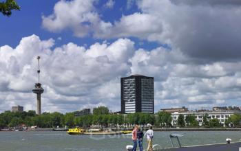 Exterior view of the office building located at Westerlaan 10-65 in Rotterdam Delfshaven by the river.