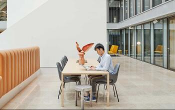 Working in a big office space