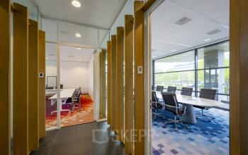 Conference rooms in Boeingavenue 223-239, Schiphol Rijk with modern furnishings and large windows for natural light, available for office space rental.