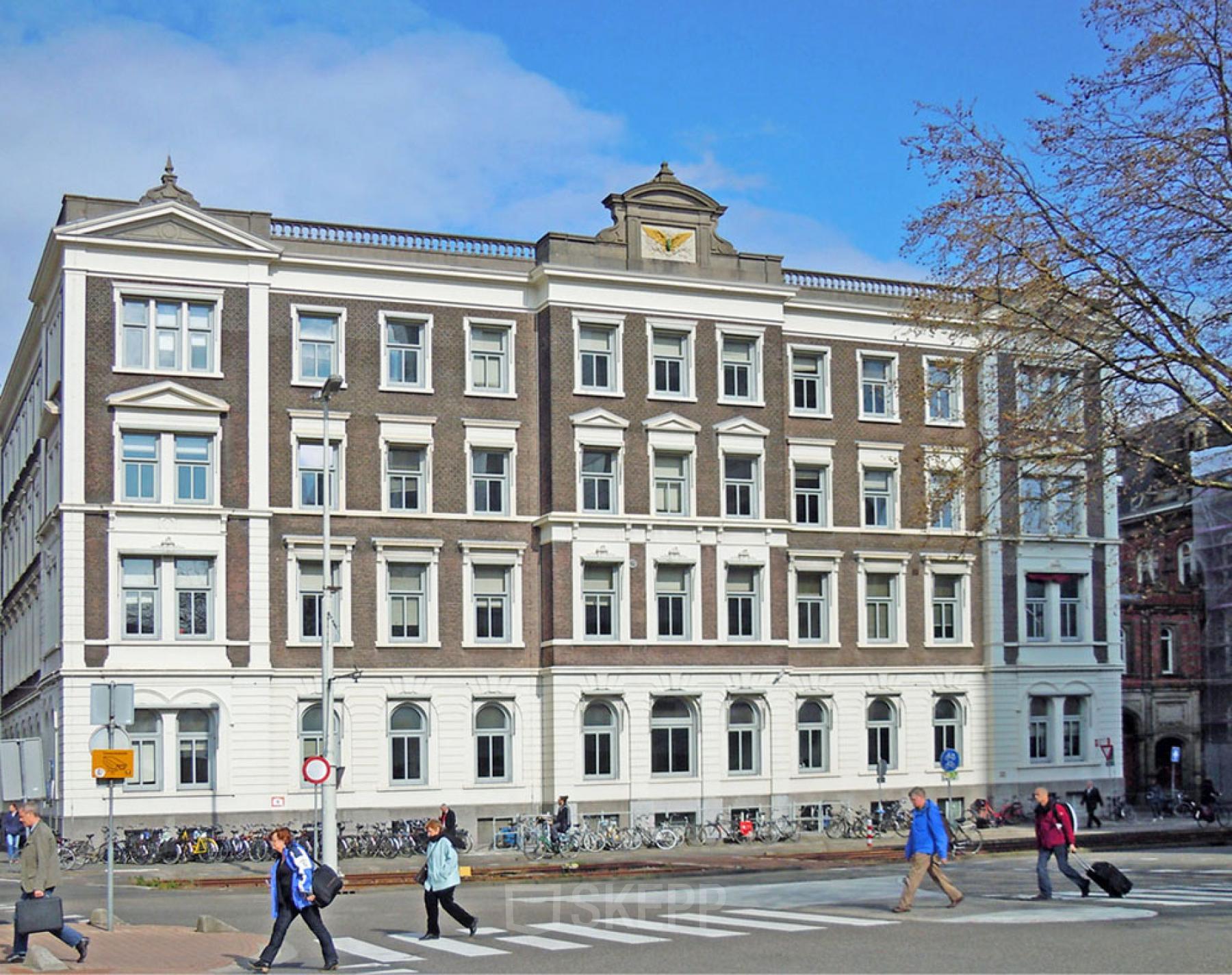 Historic Moreelsepark 1 in Utrecht Central Station area, showcasing a classic facade ideal for office space rental.