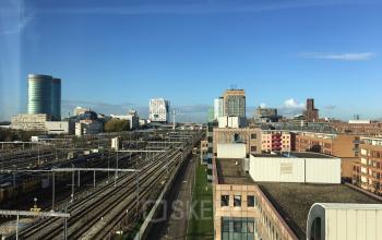Aerial view of Utrecht Central Station area including nearby office buildings at Arthur van Schendelstraat 650.