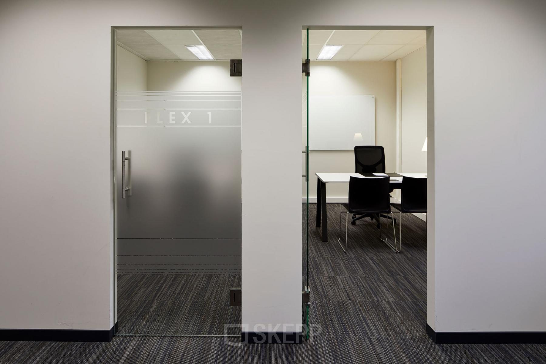 flex offices with a glass door