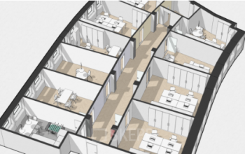 Visualization of the brand new office space for rent in Zurich City