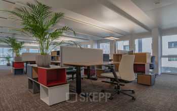 Modern office space rental at Dufourstrasse 43, Zürich Seefeld with well-appointed workstations and ambient lighting.