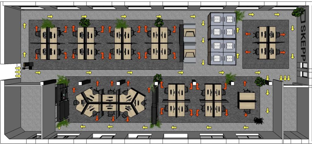 Das 1,5 Meter Büro und Gehwege